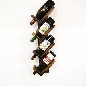Reclaimed Wood Vertical Wine Rack with metal detail, Rustic Wine Rack, Recycled Wood Wine Rack, Wall Mounting Wine Rack, Wine Storage image 2
