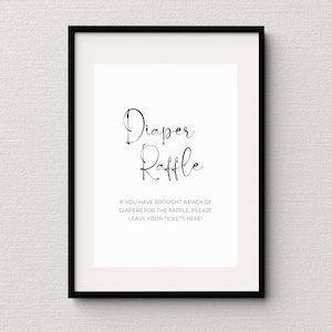 PRINTABLE Diaper Raffle ticket and sign template, Enter to win giveaway, Baby Shower Games, Digital Download
