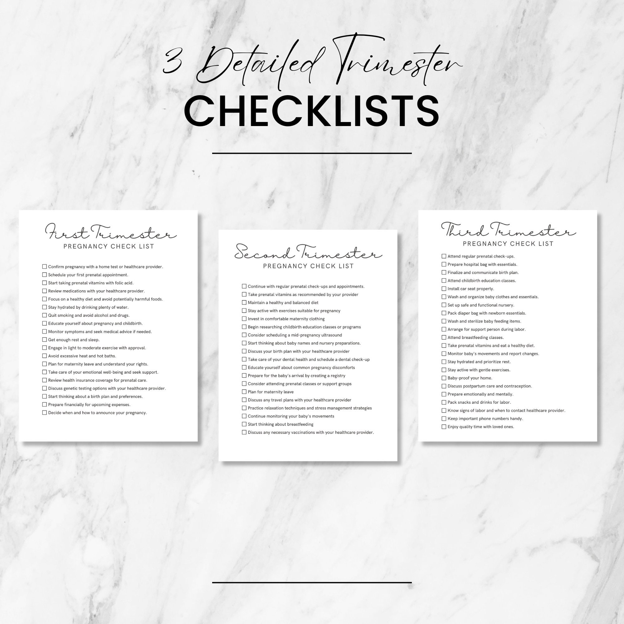 Pregnancy Checklists Bundle Printable, Pregnancy to Do Lists PDF ...