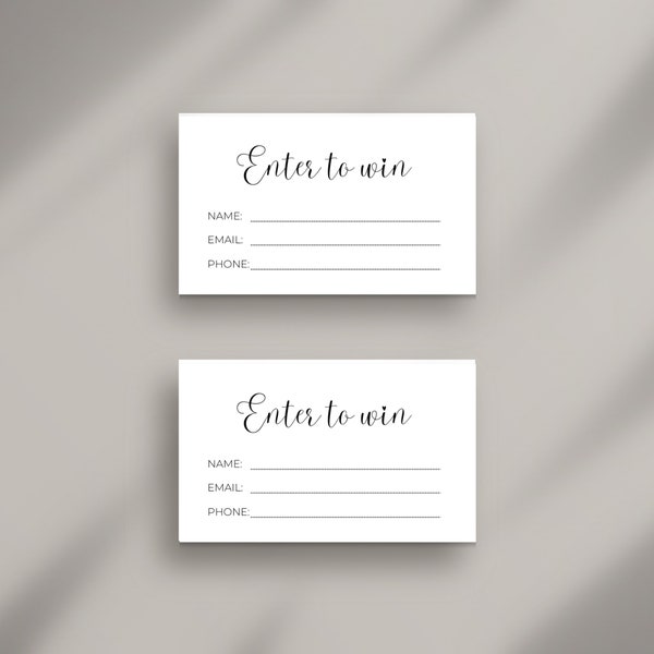 Raffle ticket template, Enter to win giveaway, Printable Personalized Business door prize entry form, Digital Download, wedding, baby shower