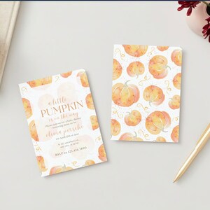 Editable Pumpkin Baby Shower Invitation, A little pumpkin is on the Way Invite, Autumn Template