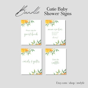 Paquete imprimible: 4 carteles de cutie cítricos, baby shower, género neutro, póster de 8 x 10, PDF