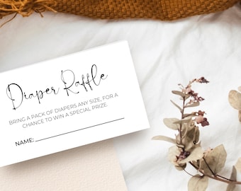Printable Diaper Raffle Tickets, Baby Shower Games, Instant Download