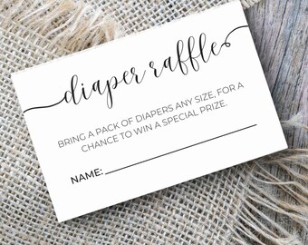 Printable Diaper Raffle Ticket, Instant Download, Baby Shower Games