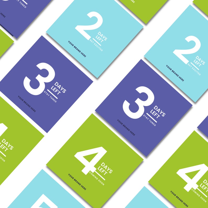 Editable 7 Day Launch Instagram Templates, Blue Green Purple, Countdown ...