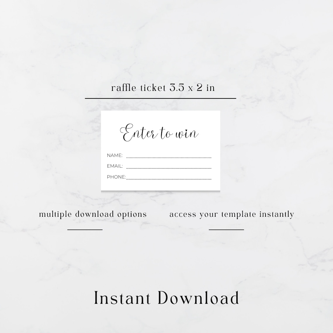 Raffle Ticket Template, Enter to Win Giveaway, Printable Personalized ...