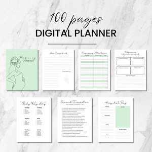 My Pregnancy Journal, Pregnancy Planner - green - gift for mom to be, pregnancy record book, digital or printable