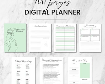 Pregnancy Journal Planner: Green Mom-to-Be Gift (Digital PDF)