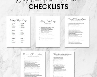 Pregnancy Checklists Bundle: Trimester To-Do Lists (PDF Printable)