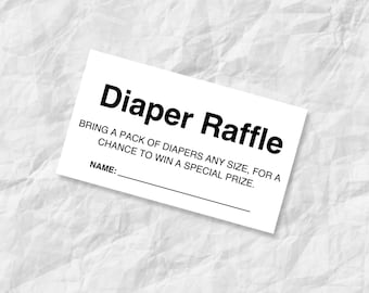 Printable Diaper Raffle Ticket, Baby Shower Games, Instant Download