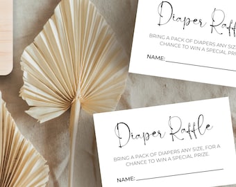 Printable Diaper Raffle Tickets, Baby Shower Games, Instant Download