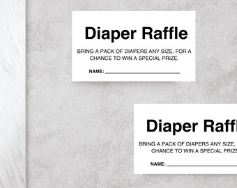 Printable Diaper Raffle Ticket, Baby Shower Games, Instant Download