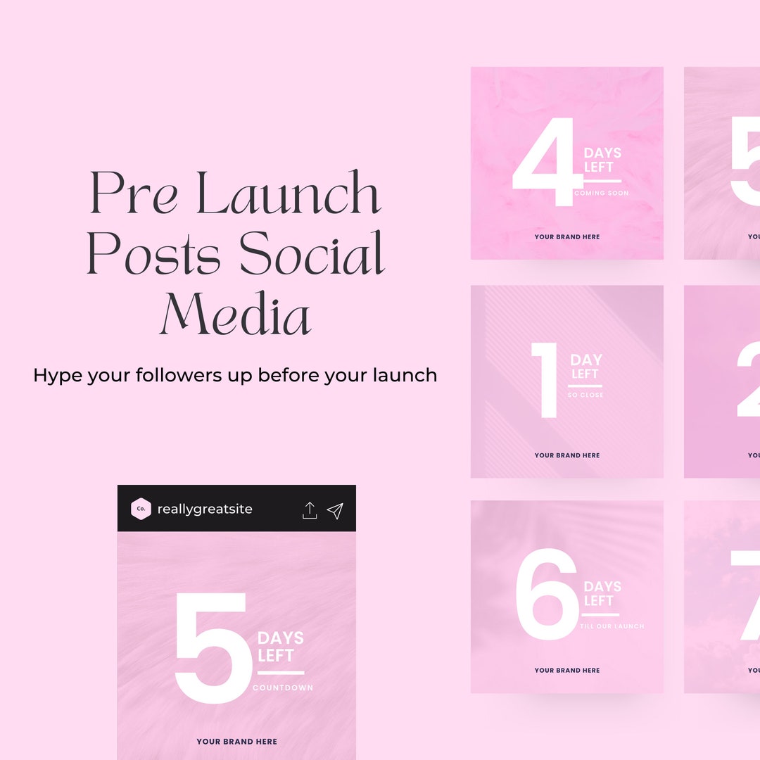 Editable Pink Social Media Launch Templates I Instagram Canva Template ...