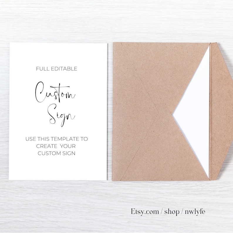 EDITABLE Custom Sign Template, Black and White Calligraphy, Baby Shower ...