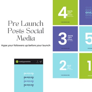 Editable 7 Day Launch Instagram Templates, Blue Green Purple, Countdown Feed Posts