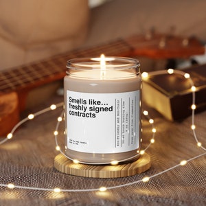 Smells Like Freshly Sign Contracts Custom Scented Soy Candle, 9oz, Realtor Gift, Lawyer, Title Agent