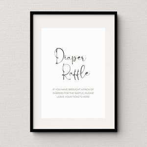 Diaper Raffle Poster, 8 x 10 Digital Download, Printable, Baby Shower Sign, Baby Shower Games