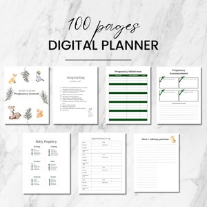 Mein Schwangerschaftstagebuch, Schwangerschaftsplaner, grün, Geschenk für werdende Mama, Geschenk für Mama, digital oder druckbar