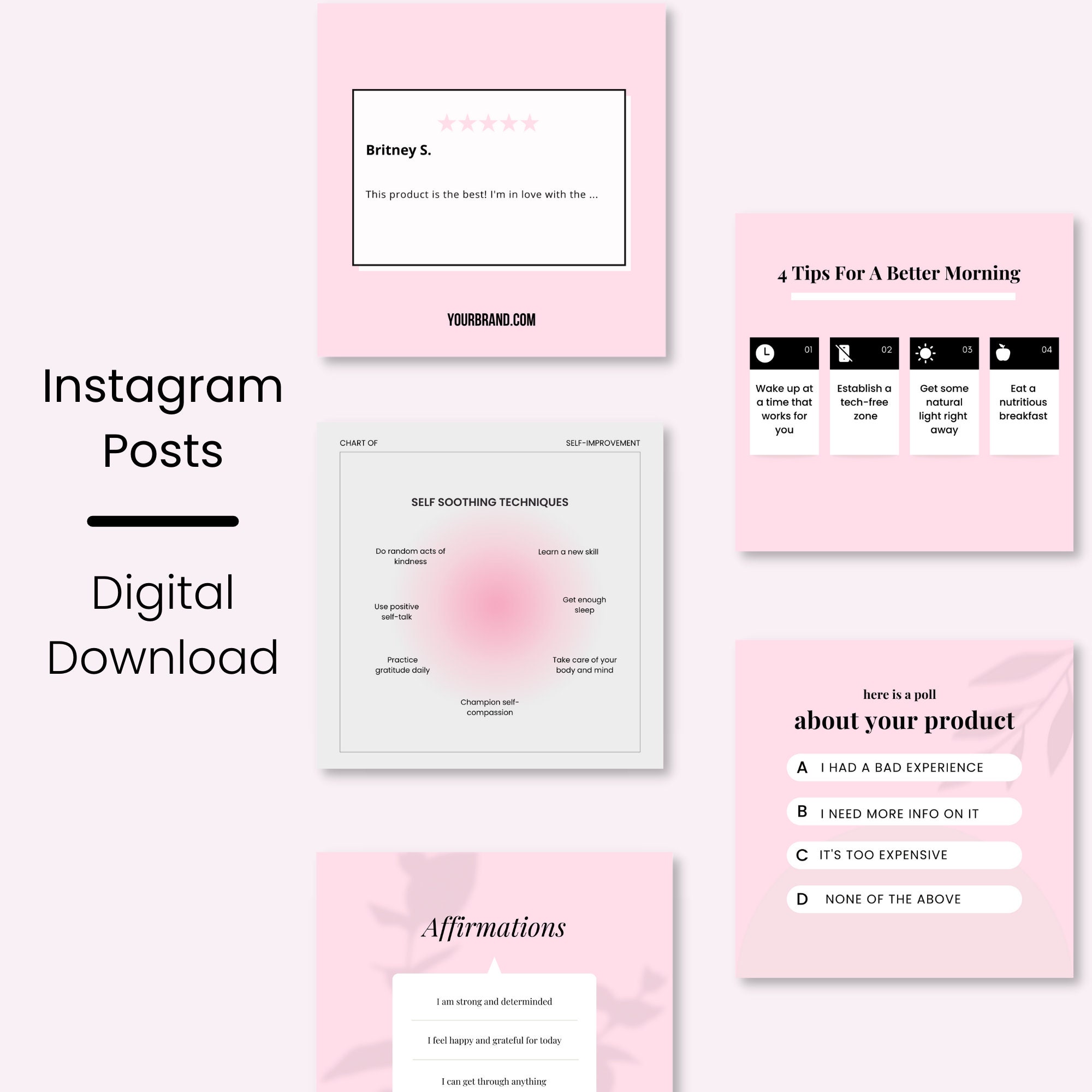 Editable Pink Instagram Feed Posts 30 Canva Templates - Etsy