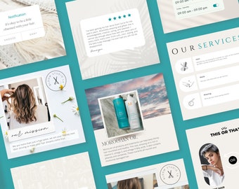 Professional Hair Stylist Branding I Salon Instagram Templates Bundle | Editable in Canva