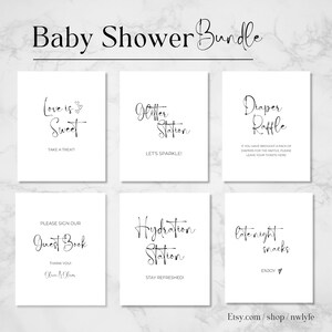 PRINTABLE Baby Shower Sign Bundle I Black and White Calligraphy Poster ...