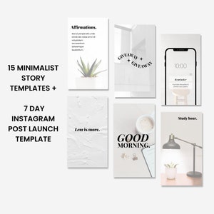 Clean Aesthetic Minimalist Instagram Stories and Reels Templates, Countdown to Launch Posts
