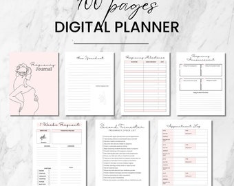 Pink Pregnancy Journal Planner: Mom-to-Be Gift (Digital PDF)
