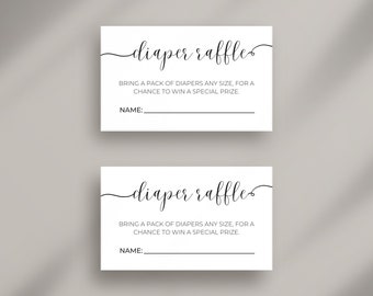 Printable Diaper Raffle Ticket, Instant Download, Baby Shower Games
