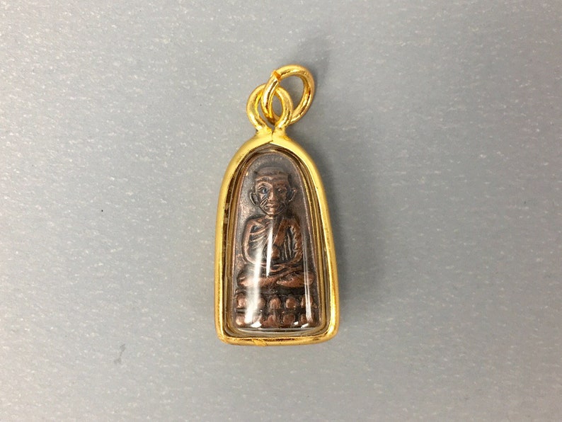 Thai Amulet Buddhist Legend LP Thuad Brass Statue Vintage Pendant Sacred Lucky