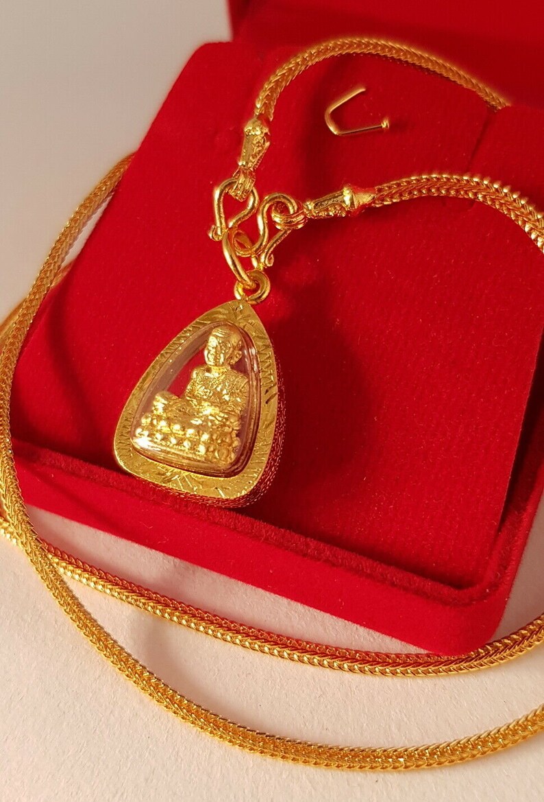 LP Thuad Gold Chain Pendant Thai Buddha Amulet Legend Monk Etsy