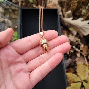 Acorn Pendant 3 - Bright Copper - Electroformed Real Acorn Inside - Electroforming