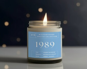 1989 | Swiftie | Handmade | Hand Poured |Natural |100% Soy Candle in 8oz. Glass Jar with Wooden Wick