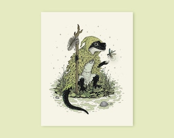 Marshkeeper 20x30 Poster • Salamander • Cottagecore Wald Illustration