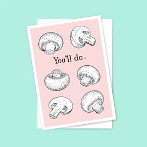 Champignon Saint-Valentin / Carte 5x7 / Mycophile Champignon Pun Carte Saint-Valentin / Carte Champignons / Anniversaire / Anniversaire / Amis