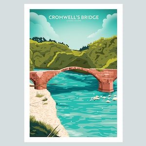 Cromwell&#39;s Bridge, Clitheroe, Lancashire Travel Poster Print