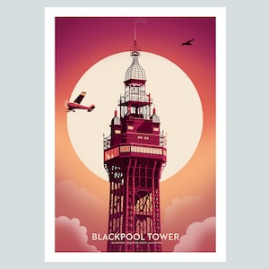 Blackpool Tower, Blackpool Lancashire Travel Poster Print