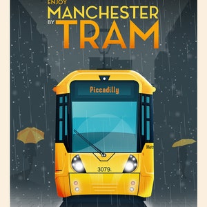 Impresión del cartel del tranvía de Manchester (Piccadilly)
