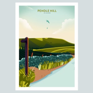 Pendle Hill, Lancashire Travel Poster Print