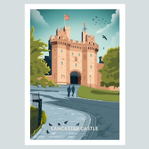 Lancaster Castle, Lancaster, Lancashire reizen poster afdrukken