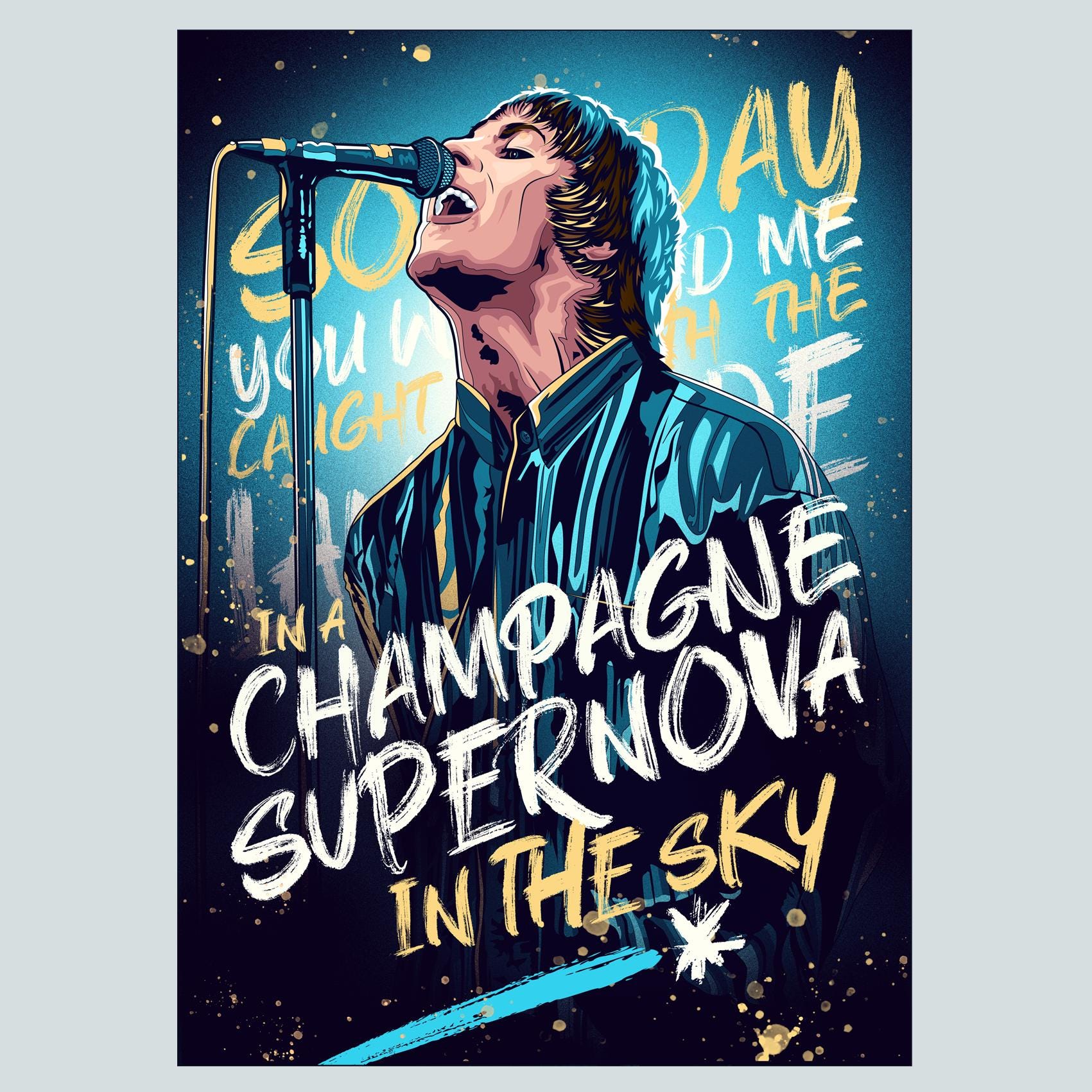 Discover Champagne Supernova Liam Gallagher Oasis Vertical Poster