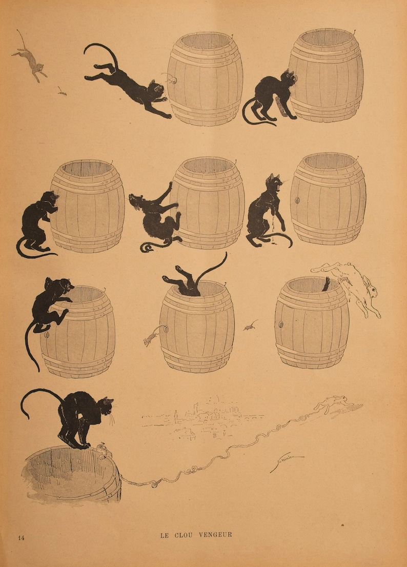 Antique Cat Print Art Nouveau Cat Print 1920s Cat Picture Vintage Cat Print Théophile Alexandre Steinlen Le Chat Noir Artist