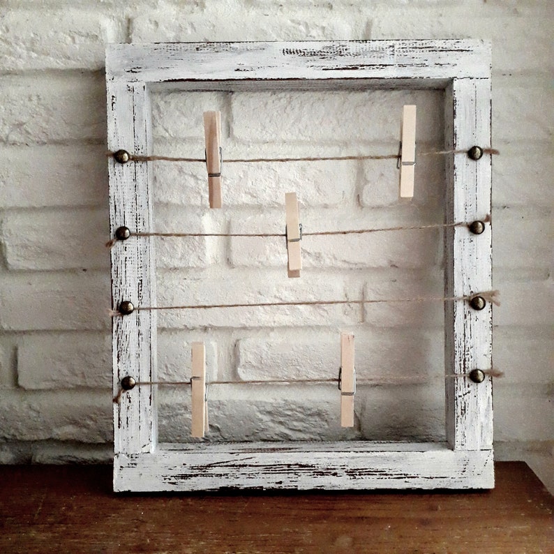 Wood Decorative Frame With Clothespins rustic Clothespin Etsy