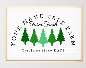 Personalized Family Name Christmas Tree Farm Art (Digital Download)