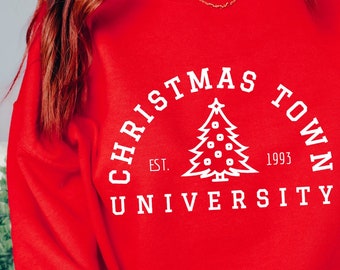 Christmas Town University Sweatshirt: Preppy Holiday Style