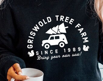 Christmas Tree Farm Sweatshirt: Retro Holiday Car Graphic