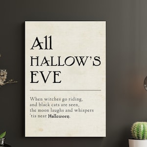 Halloween Printable Art, All Hallow&#39;s Eve, Halloween poem printable, Digital Art Print, Halloween Wall Art, Halloween Decor
