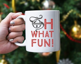 Jingle Bell Christmas Mug: Oh What Fun Holiday Coffee Mug