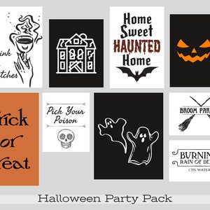 Halloween Party Decor Bundle, Digital Downloads, Printable Art, Spooky Season