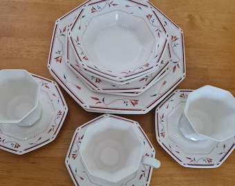 A rare find of a vintage Nikko  Classic collection pattern. featuring octagon sided plates, cups, saucers and bowls.