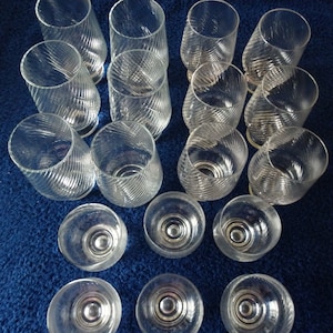 Vintage 18 Crown Corning Regis ripple swirl bubble stem glasses